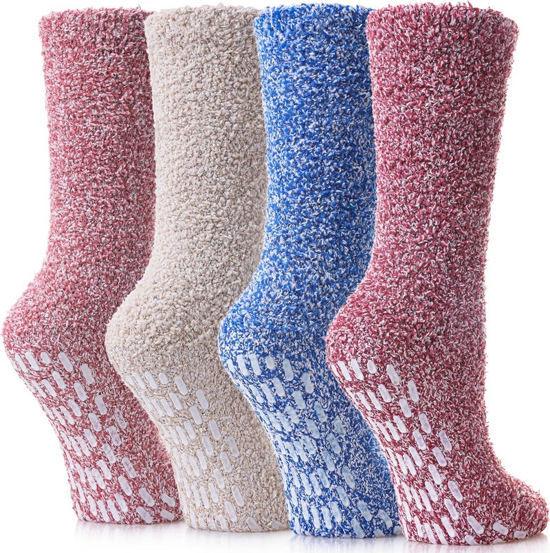 Yebing Store Non Slip Hospital Socks for Women with Grips Fuzzy Cozy Anti Skid Slipper Socks Winter Warm Soft Fluffy Sleep Socks - Image 1